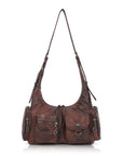 Vintage Multi-Pocket Slouchy Shoulder Bag with Utility Detail