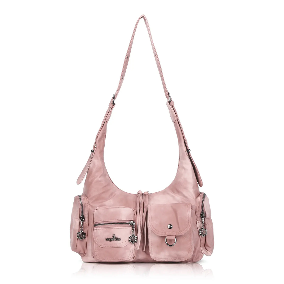 Vintage Multi-Pocket Slouchy Shoulder Bag with Utility Detail