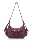 Washed Y2K Buckle Shoulder Bag with Floral Zipper Detail