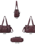 Textured Multi-Pocket Shoulder Bag with Rivet Details