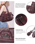 Textured Multi-Pocket Shoulder Bag with Rivet Details