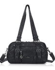 Tie-Dye Multi-Pocket Shoulder Tote Bag with Studded Zipper Details