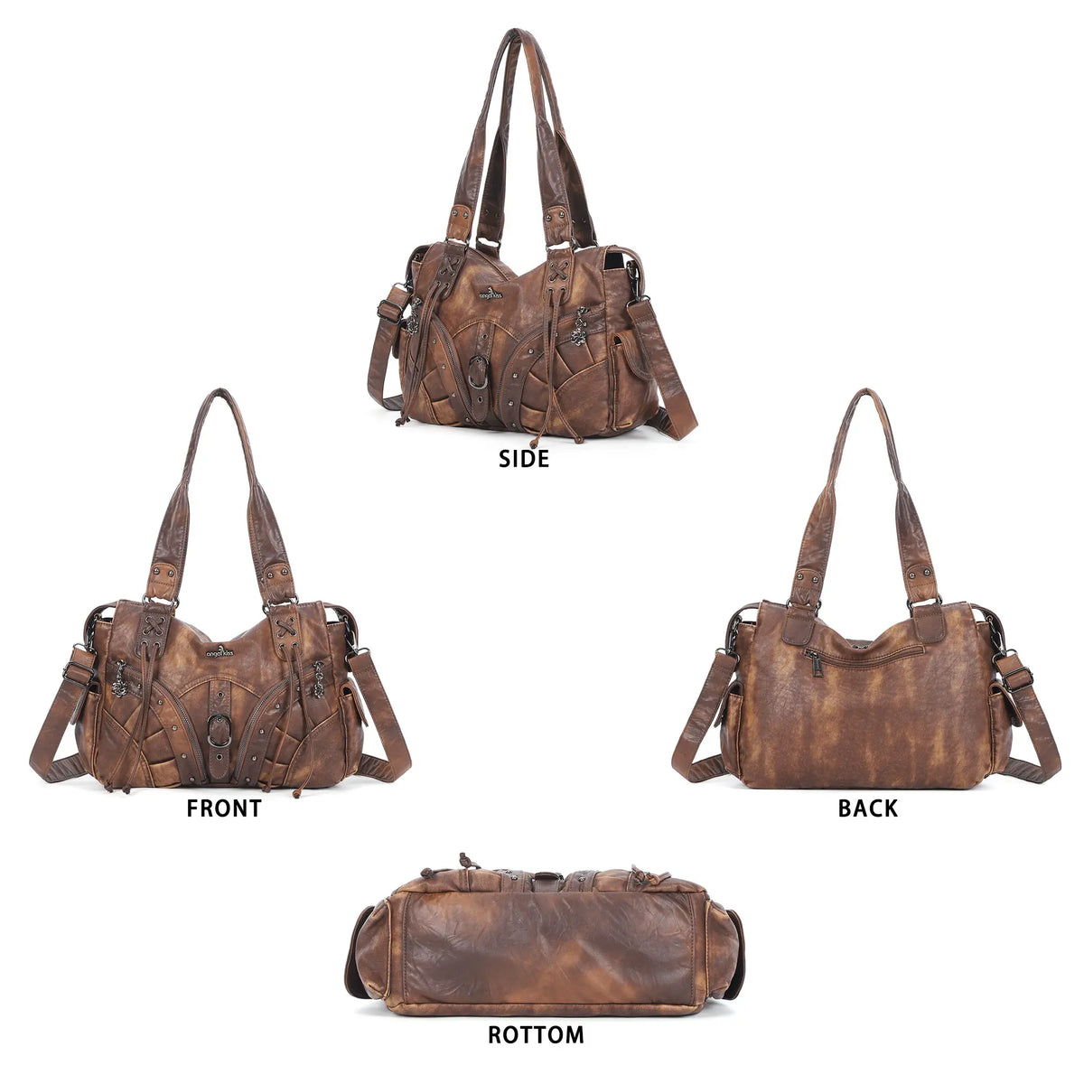 Shoulder Bag – Vintage Multi-Pocket Slouchy Design