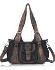 Washed Vintage Multi-Pocket Buckle Shoulder Bag