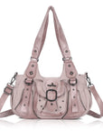 Washed Vintage Multi-Pocket Buckle Shoulder Bag
