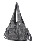 Tie-Dye Hobo Shoulder Bag with Rivet Strap Details