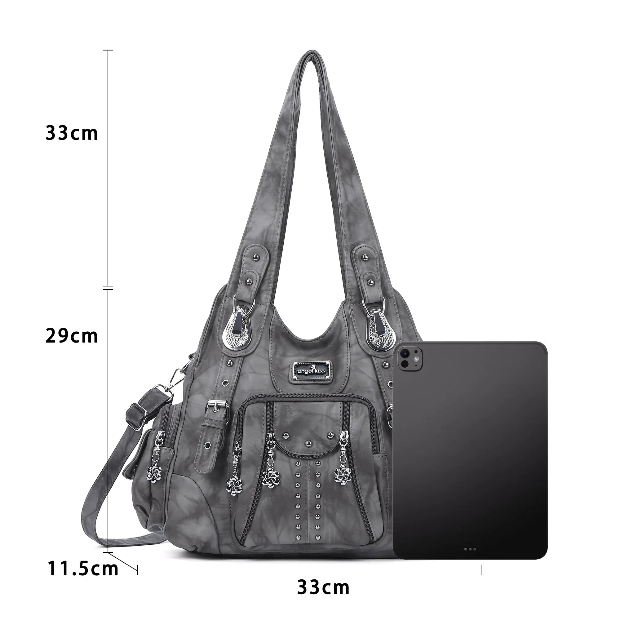 Tie-Dye Hobo Shoulder Bag with Rivet Strap Details