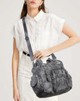 Tie-Dye Hobo Shoulder Bag with Rivet Strap Details