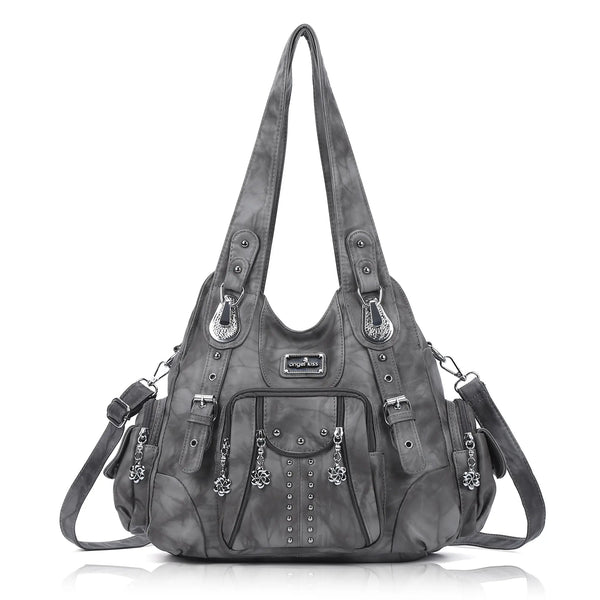 Tie-Dye Hobo Shoulder Bag with Rivet Strap Details