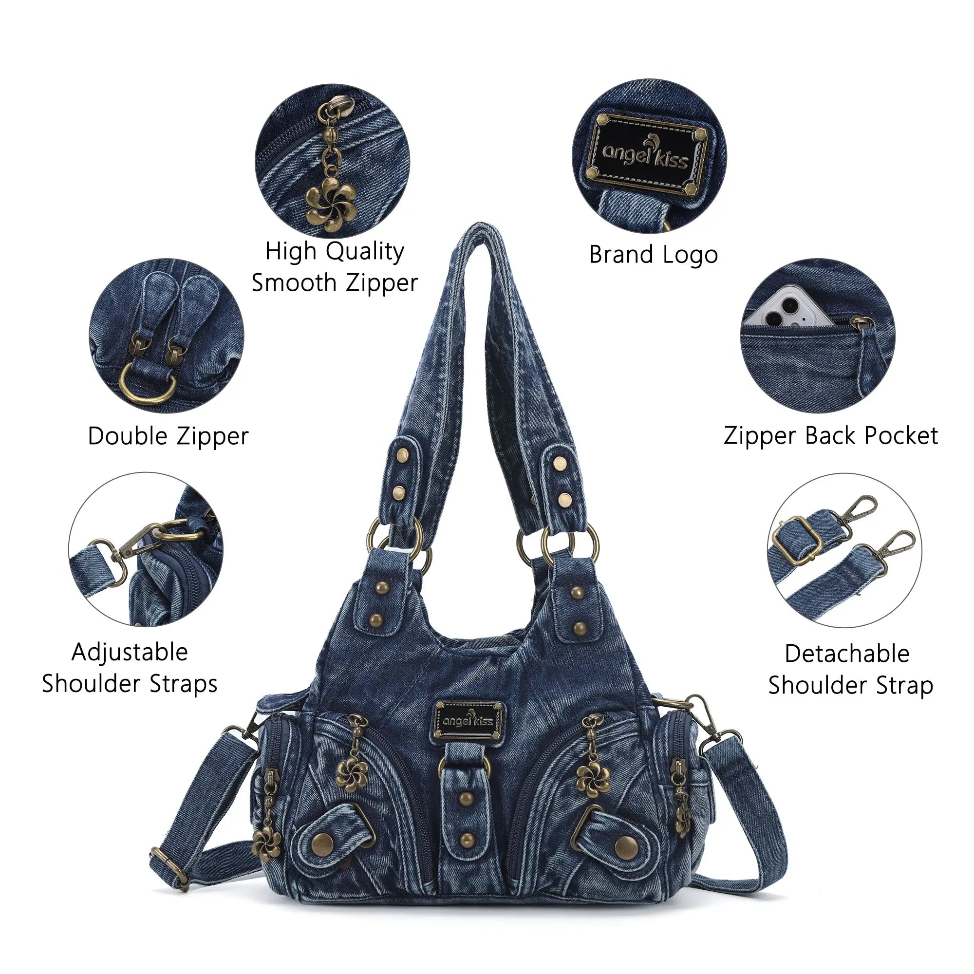 Vintage Denim Crossbody Wallet &amp; Pures