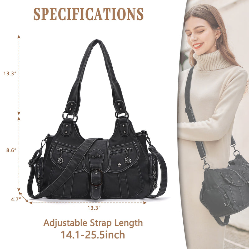 Women's retro fashion multi-compartment large capacity hobo bag | angel kiss bag