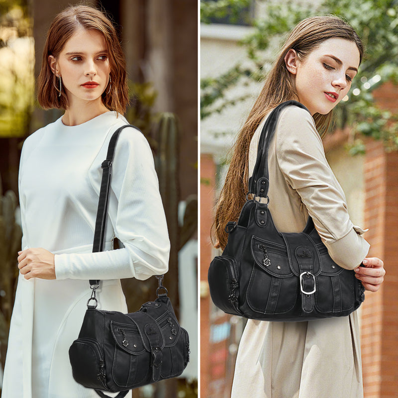 Women's retro fashion multi-compartment large capacity hobo bag | angel kiss bag