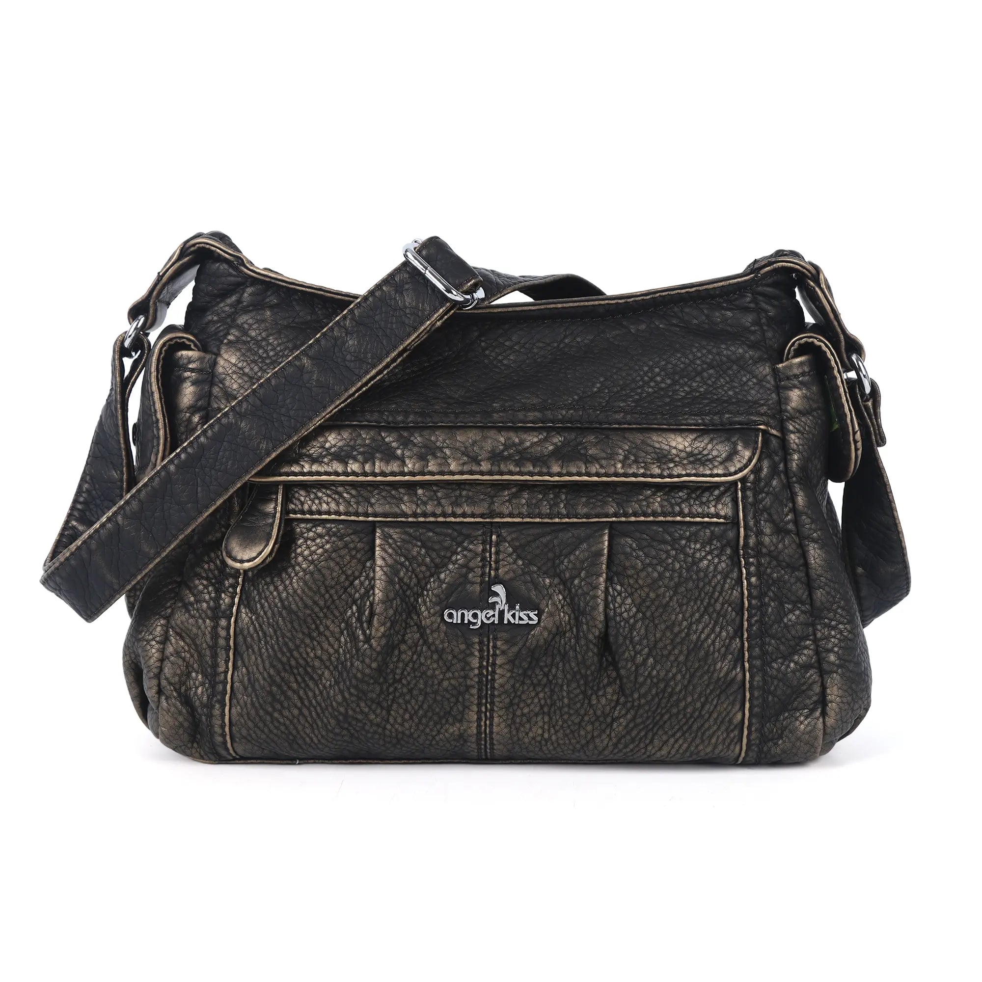Classic Multi-Pocket Vegan Leather Shoulder Bag – Stylish &amp; Functional
