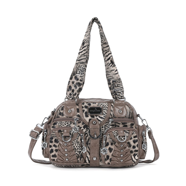 Fashion Multi-Pocket Compartment Leopard Print Handbag