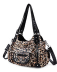 Leopard print wash PU leather women's shoulder bag tote bag