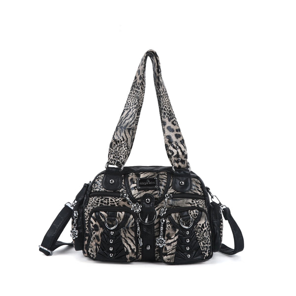 Fashion Multi-Pocket Compartment Leopard Print Handbag