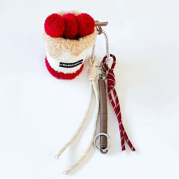 Cute Plush Coffee Cup Keychain