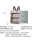 Wash water pu leather plaid document backpack