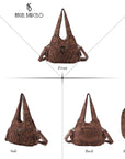 Women shoulder Handbag of High Quality Washed PU Leather-Angelkiss Bag