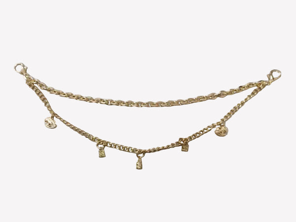 Gold-Tone Layered Chain Bag Strap with Mini Lock Charms