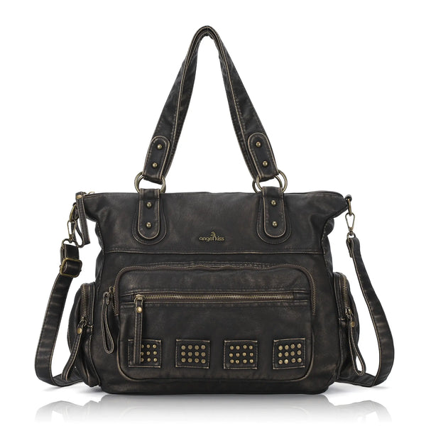 Vintage Vegan Leather Large Capacity Business Commuter Multi-functional Tote Shoulder Bag