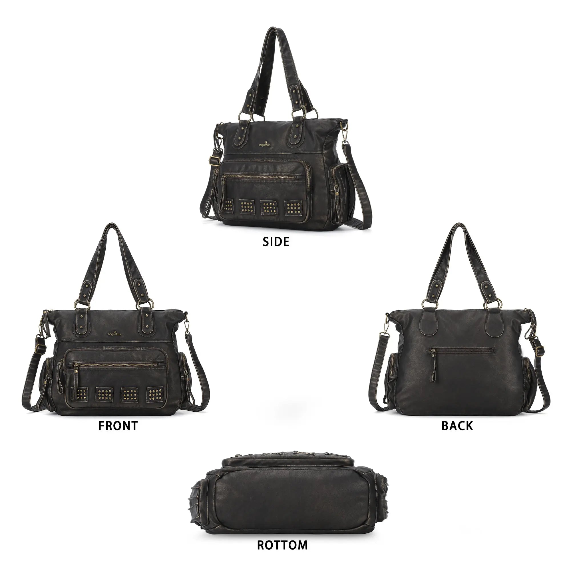 Vintage Vegan Leather Large Capacity Business Commuter Multi-functional Tote Shoulder Bag