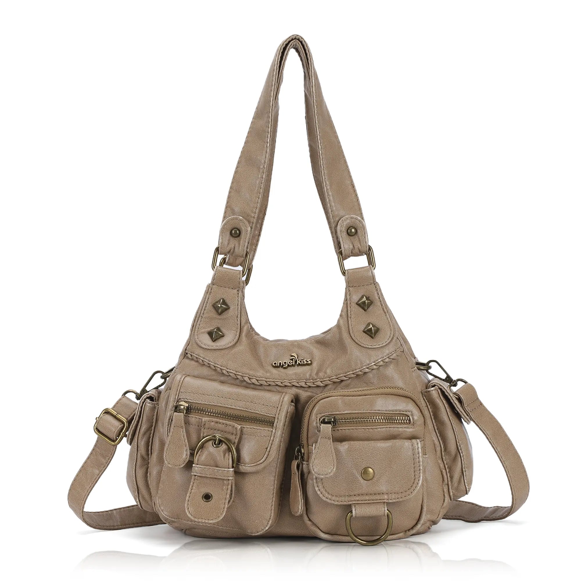 Tie-Dye Pink Multi-Pocket Vegan Leather Shoulder Tote Handbag Tie-Dye Pink Multi-Pocket Vegan Leather Shoulder Tote Handbag