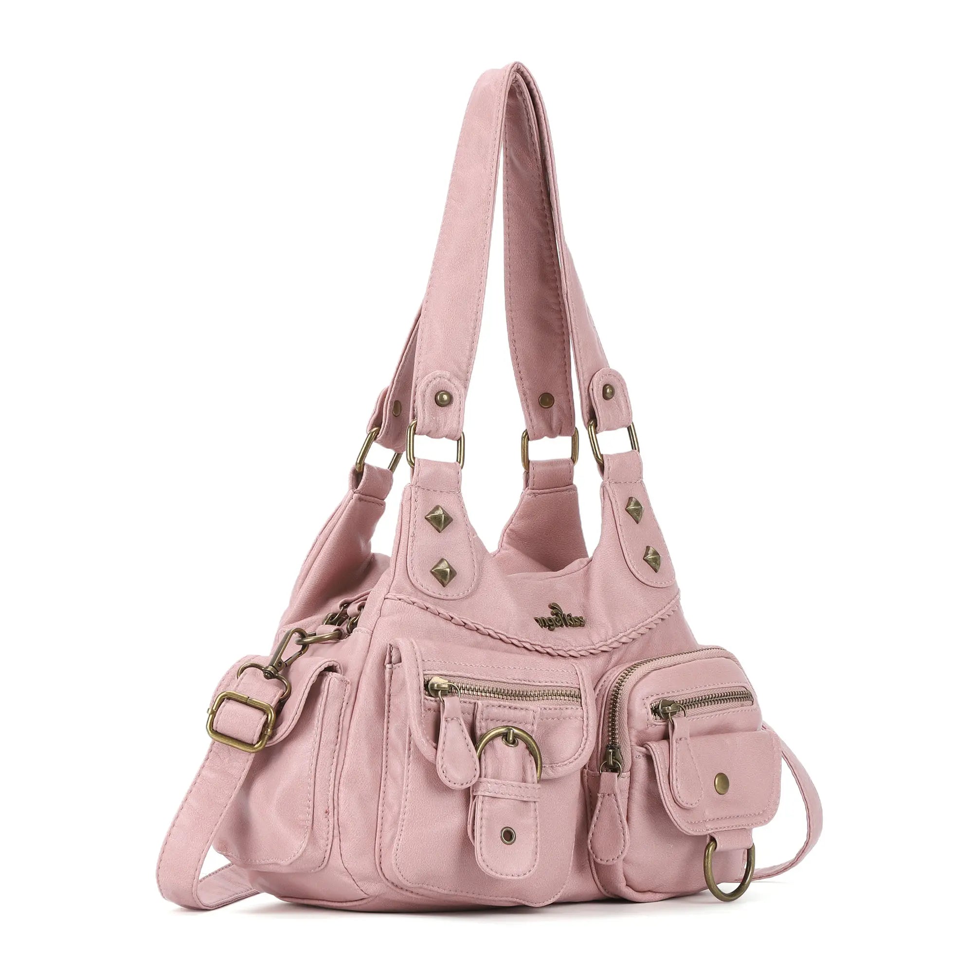 Tie-Dye Pink Multi-Pocket Vegan Leather Shoulder Tote Handbag Tie-Dye Pink Multi-Pocket Vegan Leather Shoulder Tote Handbag