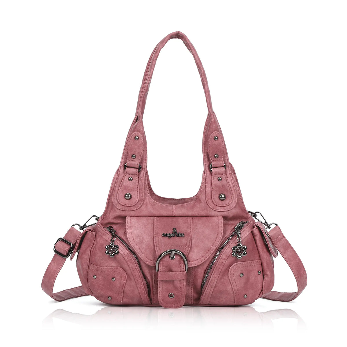 Studded Utility Multi-Pocket Shoulder Bag