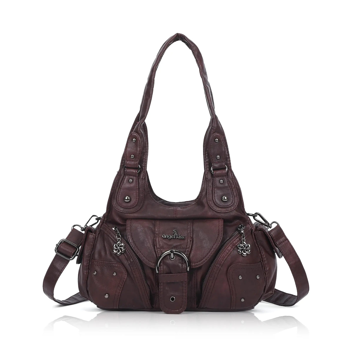 Studded Utility Multi-Pocket Shoulder Bag
