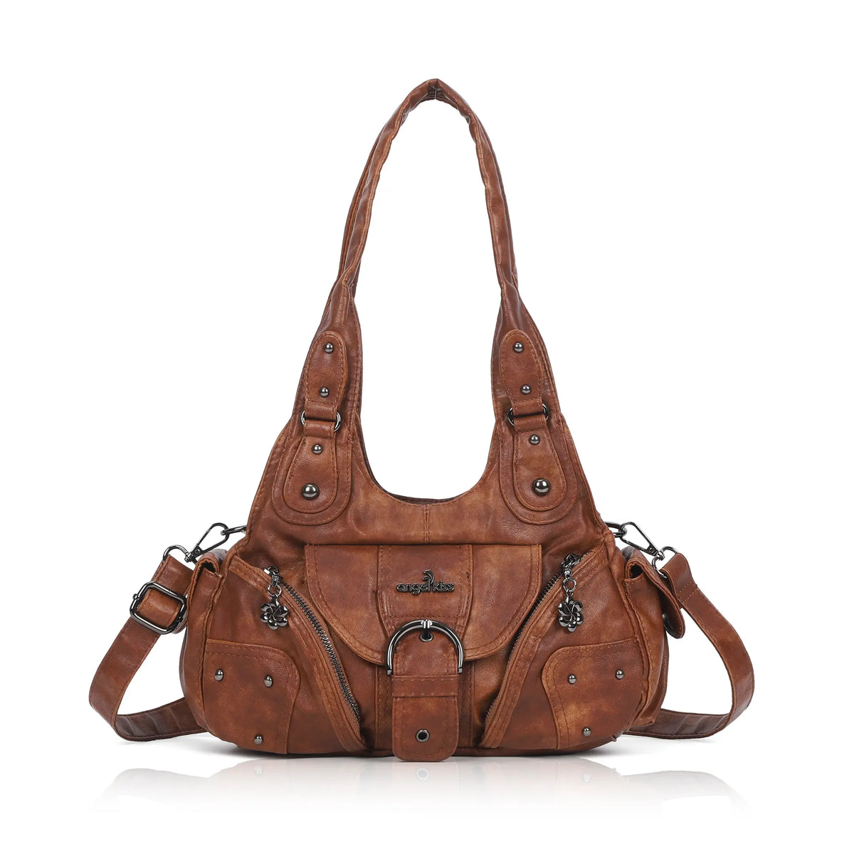 Studded Utility Multi-Pocket Shoulder Bag