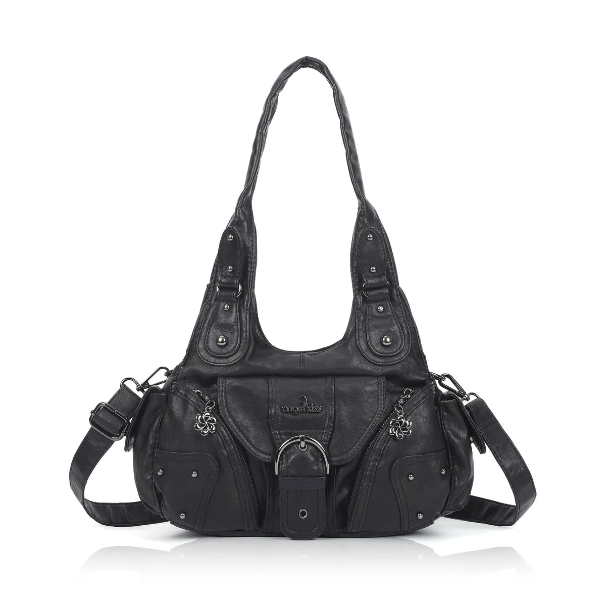 Studded Utility Multi-Pocket Shoulder Bag