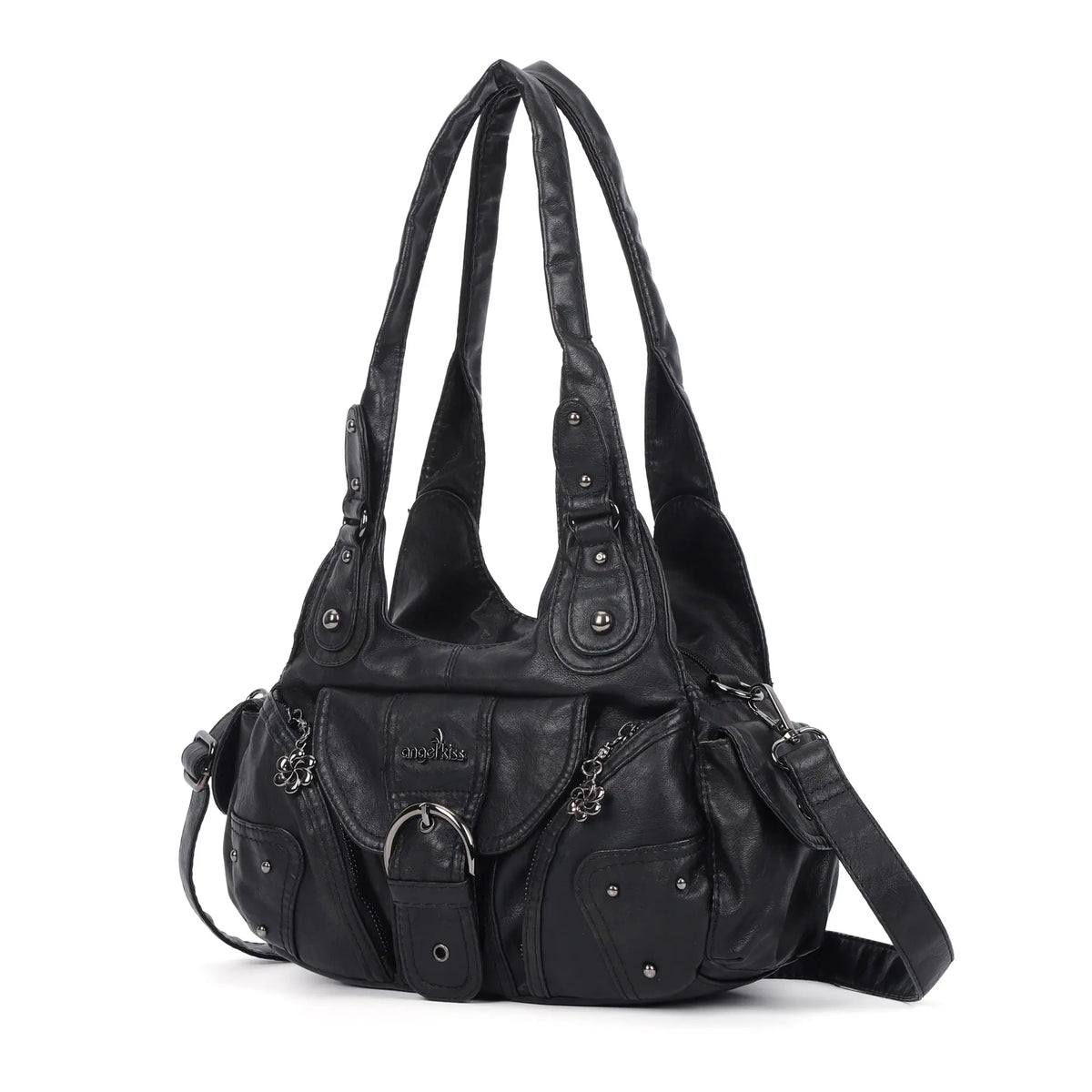 Studded Utility Multi-Pocket Shoulder Bag