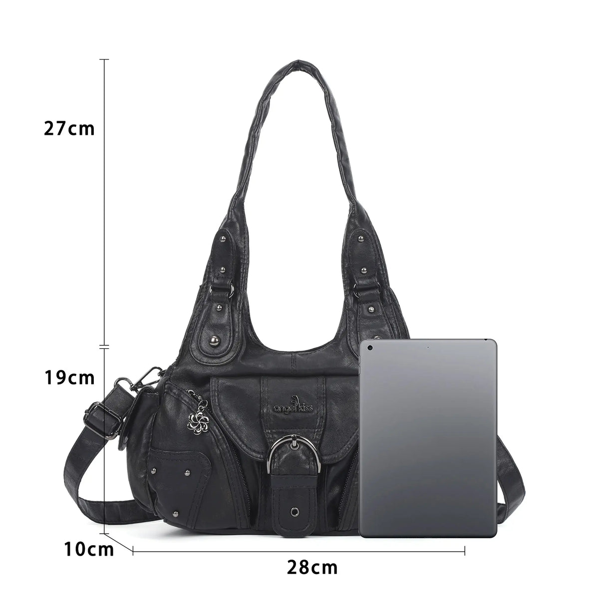 Studded Utility Multi-Pocket Shoulder Bag
