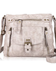 Solid color wash water pu leather adjustable shoulder strap daily shoulder bag