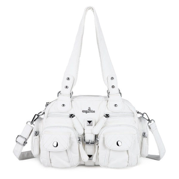 Washed Leather Handbag Unique Style For Women